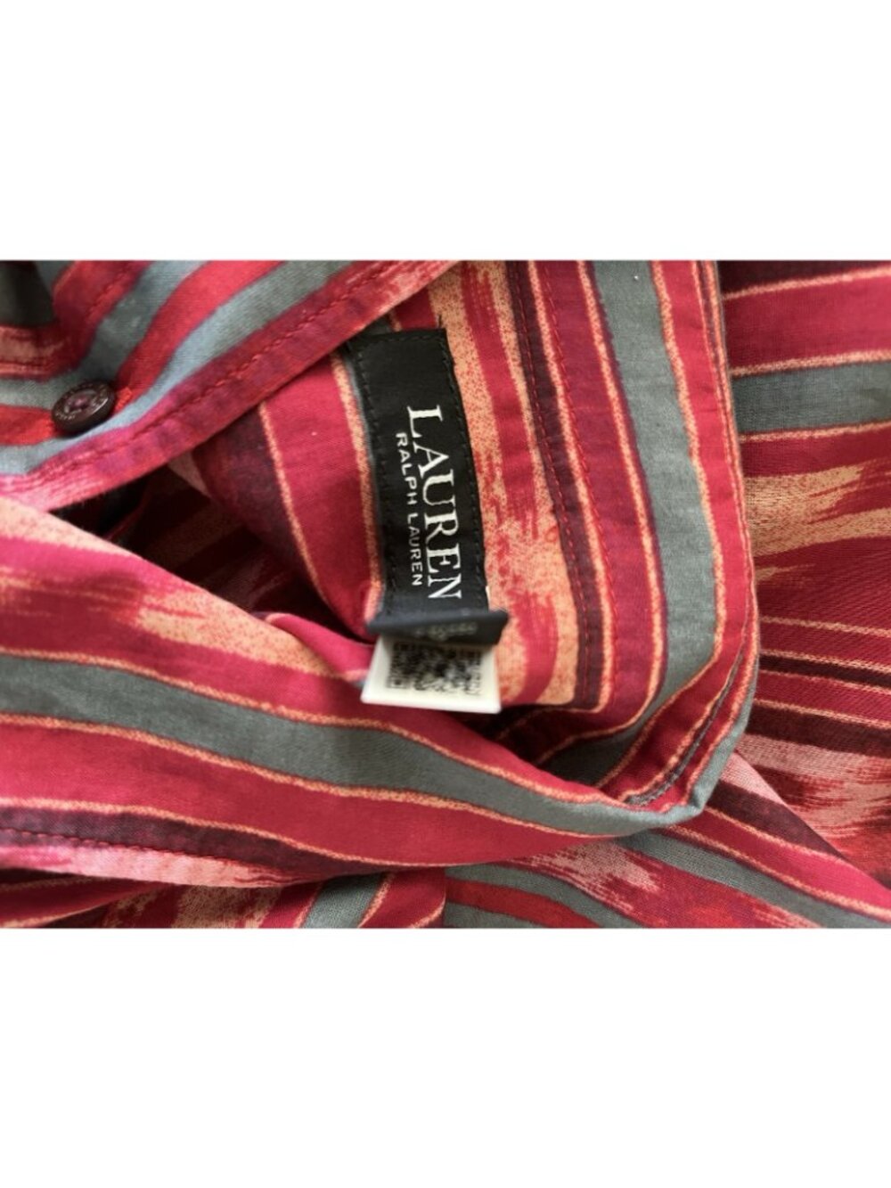Ralph Lauren Large Red Ikat Cotton Button Up Shirt Southwestern Tribal Western - Picture 9 of 12